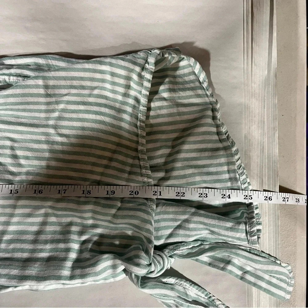 BEACH LUNCH LOUNGE ~ Bundle of Two Large Striped Rayon Lyocell Tops Green Blue - Picture 8 of 15